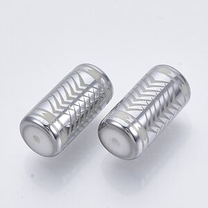 Margele de sticla electroplacate, tub 20x10mm - argintiu