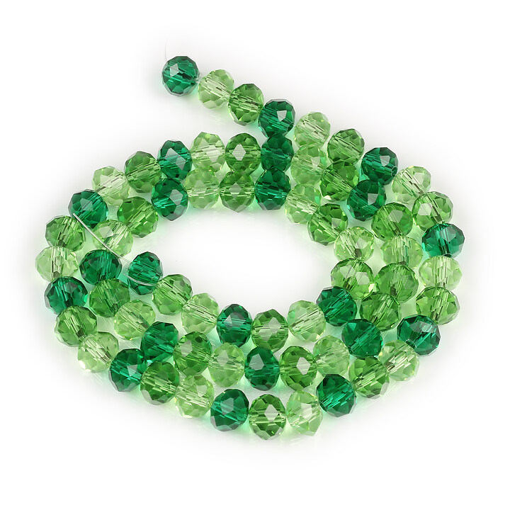 Sirag margele cristal, rondele 6,5x8mm - mix verde