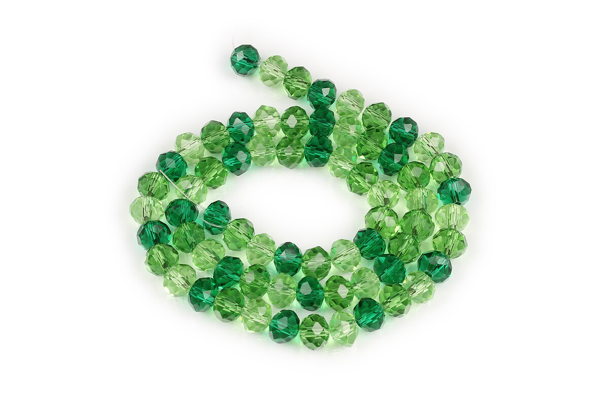 Sirag margele cristal, rondele 6,5x8mm - mix verde