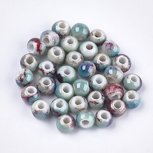 Margele de portelan Antique Glazed  sfere 6mm cu orificiul mare (2mm) - turcoaz deschis