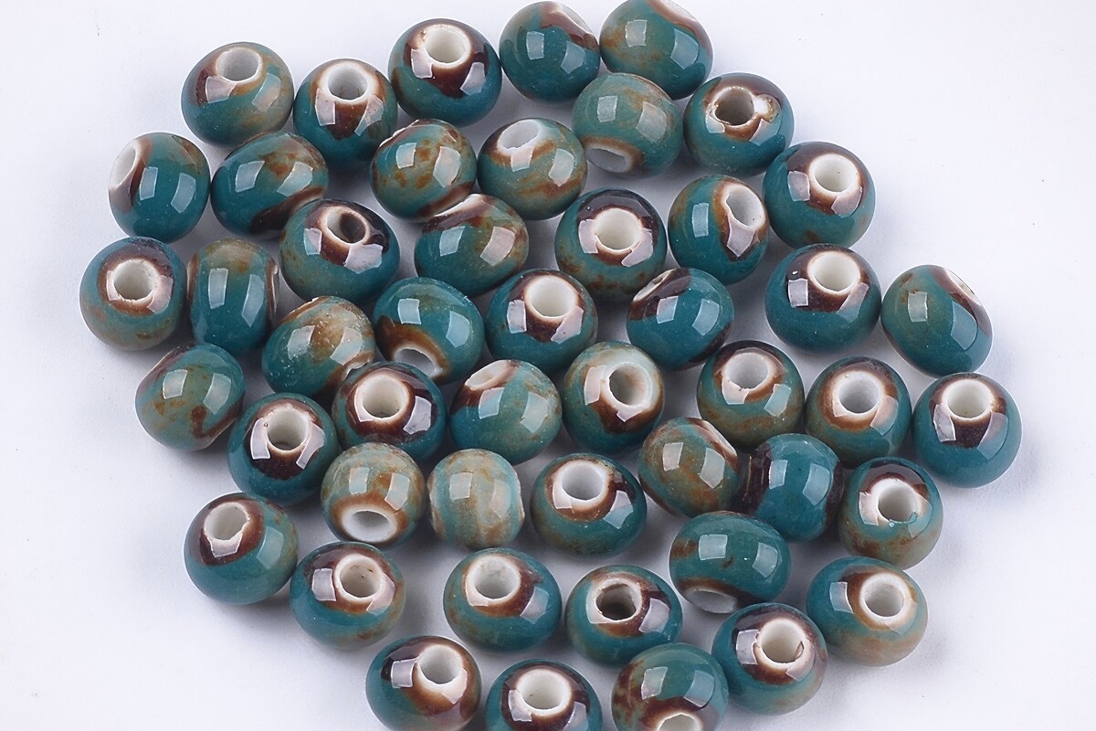 Margele de portelan Antique Glazed  sfere 6mm cu orificiul mare (2mm) - turcoaz