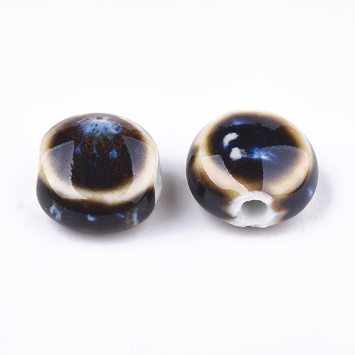 Margele de portelan Antique Glazed  banuti 10-11mm cu orificiul mare (1,5mm) - maro