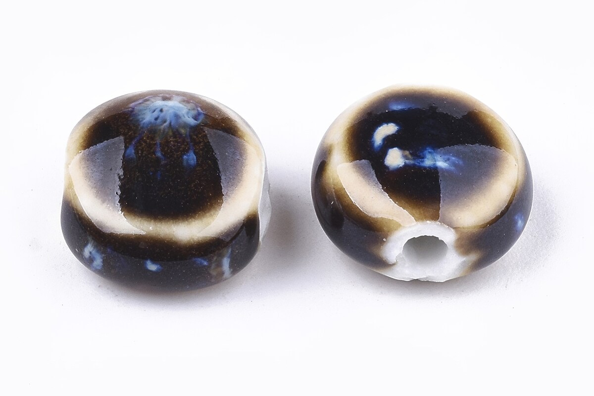 Margele de portelan Antique Glazed  banuti 10-11mm cu orificiul mare (1,5mm) - maro