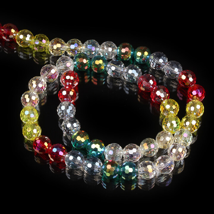 Sirag margele cristal fatetat sfere 7,5x8mm - multicolor