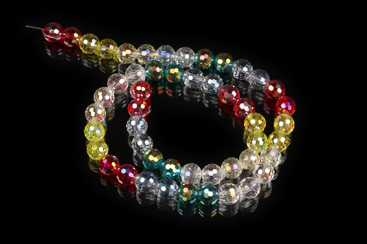 Sirag margele cristal fatetat sfere 7,5x8mm - multicolor