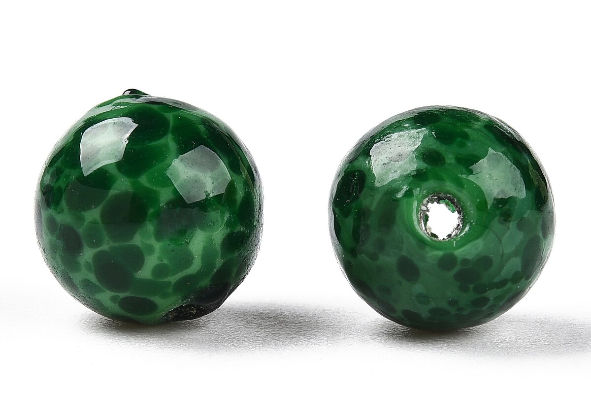 Margele de sticla lampwork sfere verzi 10mm