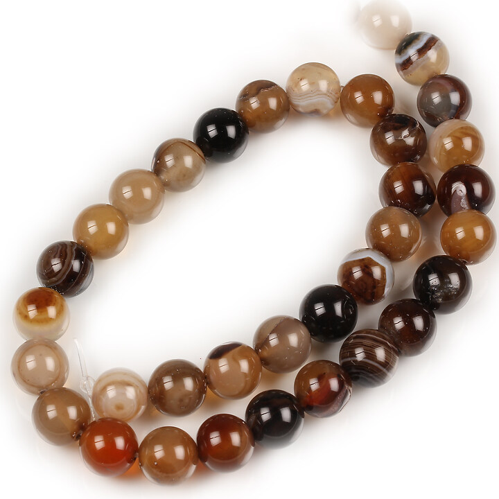 Margele agate striped sfere 10mm (sirag) - maro deschis