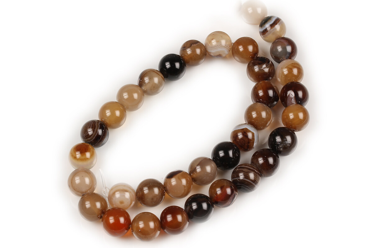 Margele agate striped sfere 10mm (sirag) - maro deschis