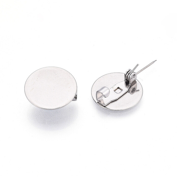 Baza brosa otel inoxidabil 304 cu platou pentru cabochon 15mm