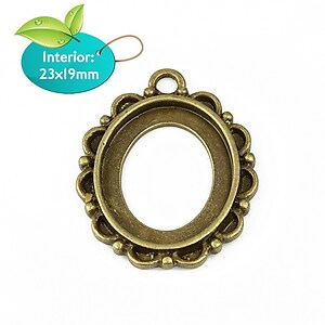 Baza cabochon pandantiv bronz 32x26mm, interior 23x19mm