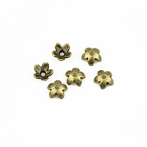 Capacele margele bronz floare 6mm