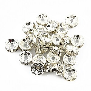 Distantiere cu rhinestone albe 4x8mm