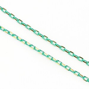 Lant cu zale sudate, in doua culori 3x2mm (49cm) - auriu - verde