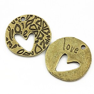 Charm bronz inima love 21mm