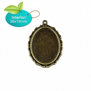 Baza cabochon bronz 36x25mm, interior 26x19mm