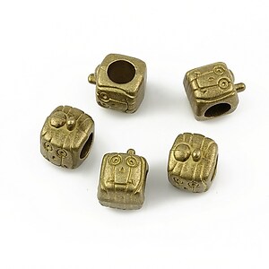 Distantier tip Pandora, fata cu zambet bronz 10x8mm