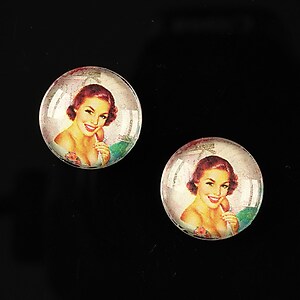 Cabochon sticla 16mm "Pin Up Models" cod 009