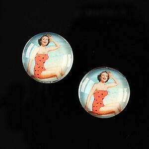 Cabochon sticla 16mm "Pin Up Models" cod 010