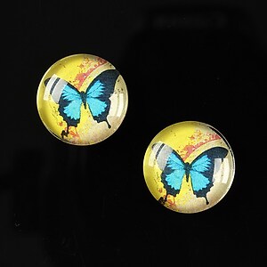 Cabochon sticla 16mm "Colorful wings" cod 027