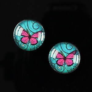 Cabochon sticla 16mm "Magic Butterfly" cod 033