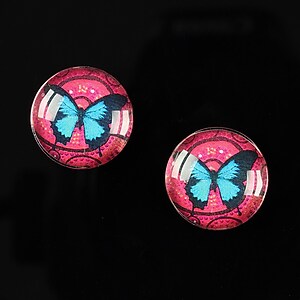 Cabochon sticla 16mm "Magic Butterfly" cod 034