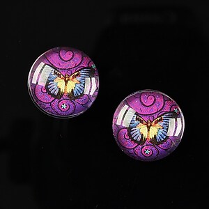 Cabochon sticla 16mm "Magic Butterfly" cod 035