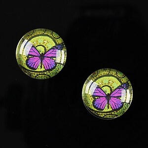 Cabochon sticla 16mm "Magic Butterfly" cod 036