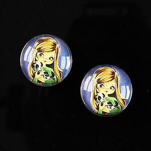 Cabochon sticla 16mm "Baby dolls" cod 040