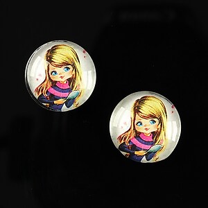 Cabochon sticla 16mm "Baby dolls" cod 045