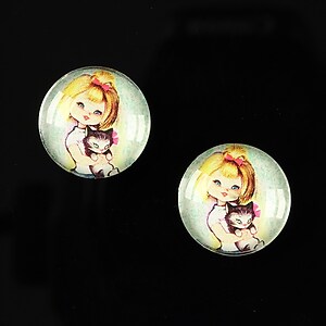 Cabochon sticla 16mm "Baby dolls" cod 047