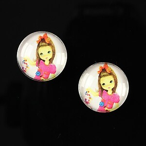 Cabochon sticla 16mm "Baby dolls" cod 048