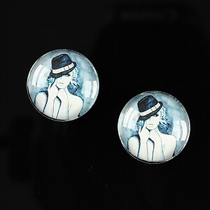 Cabochon sticla 16mm "illustration" cod 058