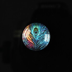 Cabochon sticla 18mm "Peacock story" cod 084