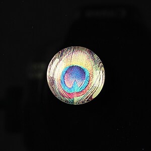 Cabochon sticla 18mm "Peacock story" cod 085