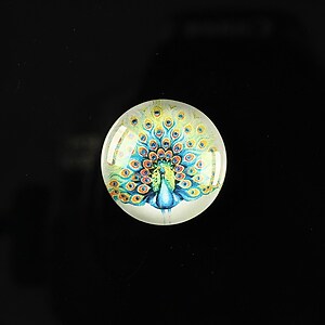 Cabochon sticla 18mm "Peacock story" cod 087