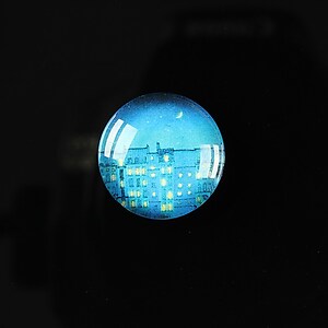 Cabochon sticla 18mm "City lights" cod 102