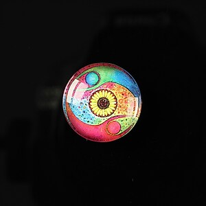 Cabochon sticla 18mm "Yin Yang" cod 126