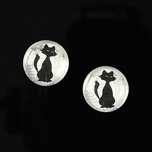 Cabochon sticla 14mm "Black on paper" cod 140