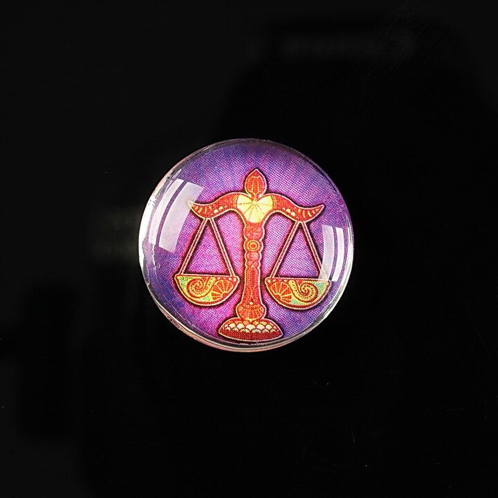 Cabochon sticla 20mm "Tribal zodiac" balanta cod 173