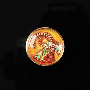 Cabochon sticla 20mm "Tribal zodiac" berbec cod 179