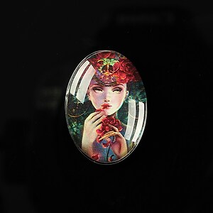 Cabochon sticla 25x18mm "Magic queen" cod 180