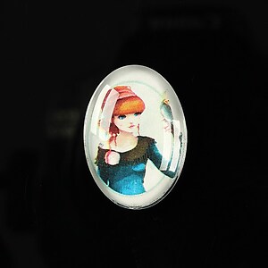 Cabochon sticla 25x18mm "Girl next door" cod 184