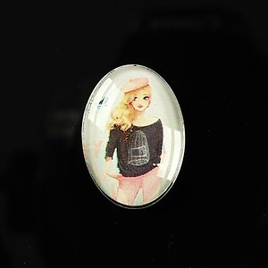 Cabochon sticla 25x18mm "Girl next door" cod 188