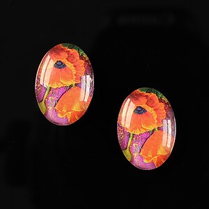 Cabochon sticla 18x13mm "Flower love" cod 219