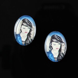 Cabochon sticla 18x13mm "Pretty girl" cod 221