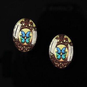 Cabochon sticla 18x13mm "Butterfly effect" cod 238