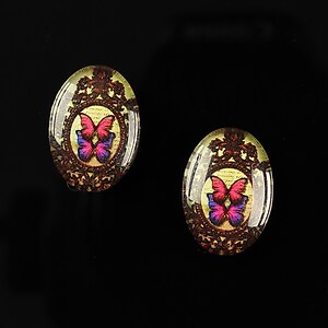 Cabochon sticla 18x13mm "Butterfly effect" cod 239