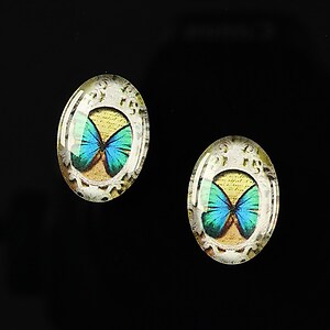 Cabochon sticla 18x13mm "Butterfly effect" cod 240