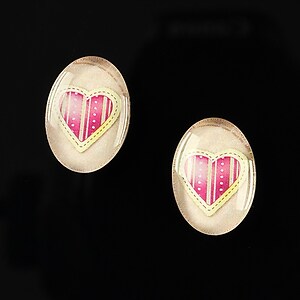 Cabochon sticla 18x13mm "Heart it" cod 248