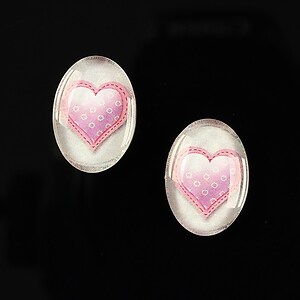 Cabochon sticla 18x13mm "Heart it" cod 245